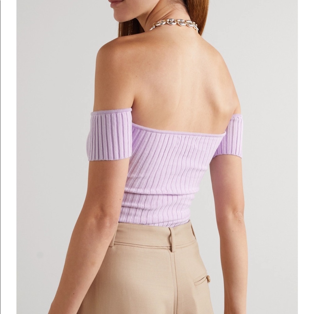 NWT $210 Anna Quan Melodie ribbed knit top, lilac cotton, size S/AUS 8